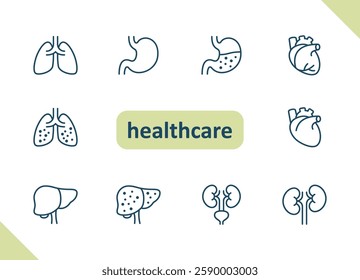 Healthcare icons. Health care, hospital, medical vector icon set