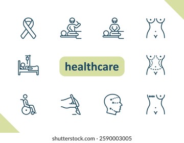 Healthcare icons. Health care, hospital, medical vector icon set
