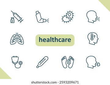 Healthcare icons. Health care, hospital, medical vector icon set