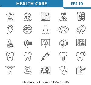 Healthcare Icons. Health Care, Medical, Hospital Icon. Professional, Pixel Perfect Icons. EPS 10 Format.