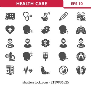 Healthcare Icons. Health Care, Medical, Hospital. Professional, pixel perfect icons. EPS 10 format.