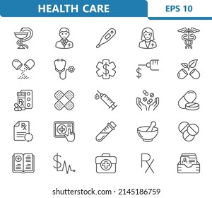 Healthcare Icons. Health Care, Medical Hospital Icon. Professional, Pixel Perfect Icons. EPS 10 Format.