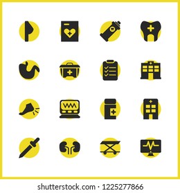 Healthcare icons set with medical center, dental and modern hospital elements. Set of healthcare icons and tooth concept. Editable vector elements for logo app UI design.