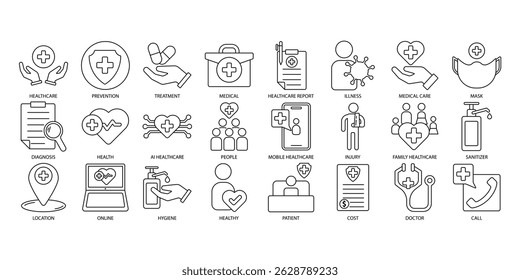 healthcare icons set . healthcare pack symbol vector elements for infographic web