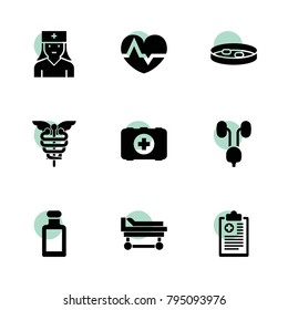 Healthcare icons. vector collection filled healthcare icons set.. includes symbols such as heartbeat, medicine, medical clipboard, medical. use for web, mobile and ui design.