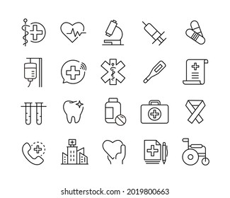 Healthcare Icons - Vector Line Icons. Editable Stroke. Vector Graphic