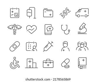 Healthcare Icons - Vector Line. Editable Stroke. 