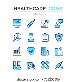 Healthcare Icons. Vector Line Icons Set. Premium Quality. Simple Thin Line Design. Modern Outline Symbols, Pictograms.