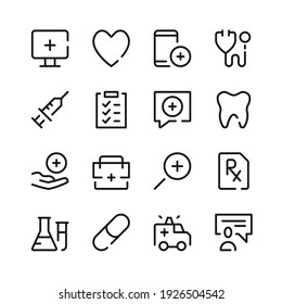 Healthcare Icons. Vector Line Icons. Simple Outline Symbols Set