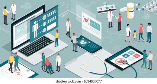 Healthcare and innovative technology: apps for medical exams and online consultation concept - Shutterstock ID 1034885077