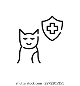 Healthcare insurance for cats. Pet healthcare plan. Pixel perfect, editable stroke icon