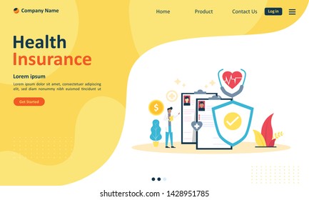 Healthcare insurance concept, doctor fills health form insurance, Suitable for web landing page, ui, mobile app, banner template. Vector Illustration