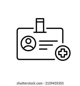 Healthcare Insurance Hospital Id Card. Pixel Perfect, Editable Stroke Line Icon