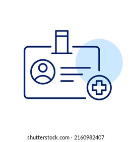 Healthcare Insurance Hospital Id Card. Pixel Perfect, Editable Stroke Line Art Icon