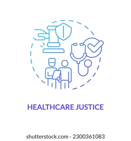 Healthcare justice blue gradient concept icon. Medical service access. Social justice example abstract idea thin line illustration. Isolated outline drawing. Myriad Pro-Bold font used