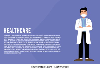 Healthcare landing page & banner.Healthcare vector concept medical doctor medicine hospital illustration.