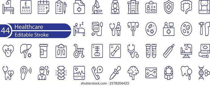 Healthcare Line Editable Icons set. Vector illustration in modern thin line style of medical icons , health, pediatrics, doctor, treatment, and more.