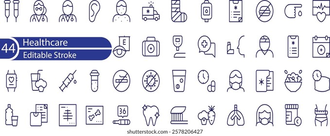 Healthcare Line Editable Icons set. Vector illustration in modern thin line style of medical icons , health, pediatrics, doctor, treatment, and more.