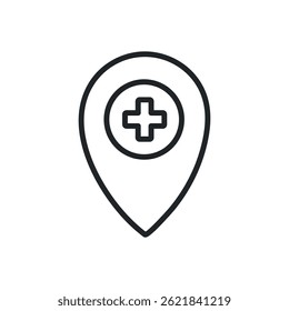 Healthcare location thin line icons. Perfect pixel on transparent background