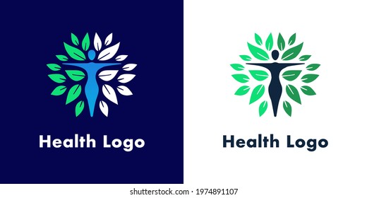 Healthcare logo with body sign, with light and dark variations logo icon design.