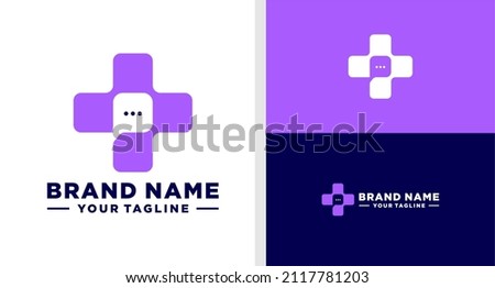 HEALTHCARE LOGO BUBBLE CHAT NEGATIVE SPACE DIGITAL EDITABLE