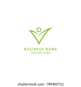 Healthcare Logo Design, Combine People and Leaf Icon