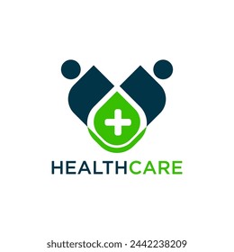 Healthcare Logo Design. This is a modern minimalist logo. The logo is made with a human icon, leaf and plus icon. This is a medical logo.