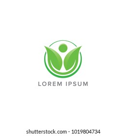Healthcare Logo design vector, combine leaf and human icon