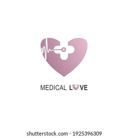 Healthcare logo. Suitable for your health care company. Healthcare medicine minimalist and flat stylish design vector logo sign. Medical love pharmacy logo. Logotype for clinic, hospital or doctor.