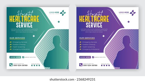  Healthcare marketing social media post template square banners or healthcare flyer