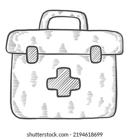 healthcare medical bag charity humanitarian international day isolated doodle hand drawn sketch with outline style