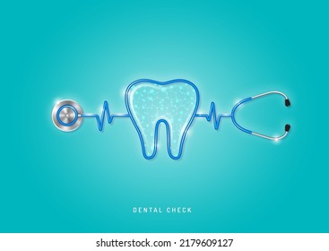 Healthcare and medical concept stethoscope shape dental and checkup all organs. wishing you stay in good health. vector illustration