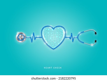 Healthcare and medical concept stethoscope shape heart and checkup all organs. wishing you stay in good health. vector illustration