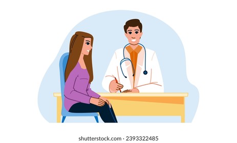 vector de diagnóstico de consulta médica de salud.  hospital de estetoscopio, atención médica, carácter de diagnóstico de consulta médica general de salud. ilustración de dibujos animados planos de personas