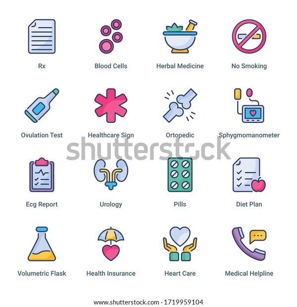 Healthcare\
and Medical filled line Icons - stroke,\
vector