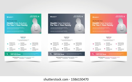Healthcare and Medical Flyer Vector A4 template Multiple Option