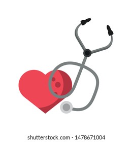 healthcare medical healthy concept, stethoscope and heart cartoon vector illustration graphic design