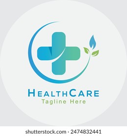 HealthCare, Medical, Hospital, Natural Care, Organic Health Logo, Background Blue and Green