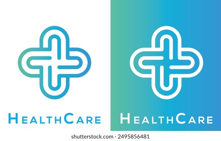 HealthCare, Medizin, Krankenhaus, Naturpflege, Bio-Gesundheit Logo, Hintergrund blau und grün, weiß