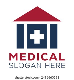 HealthCare, Medical, Hospital, Natural Care, Organic Health Logo, Background Blue and RED