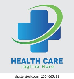 HealthCare, Medical, Hospital, Natural Care, Organic Health Logo, Background Blue and Green