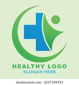 HealthCare, Medical, Hospital, Natural Care, Organic Health Care, Background Blue and Green Logo