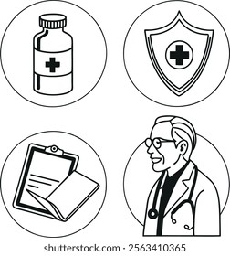 Healthcare, medical, icon silhouette vector art illustration