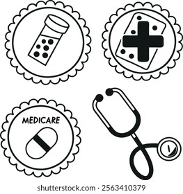 Healthcare, medical, icon silhouette vector art illustration