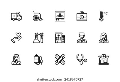 Healthcare And Medical Icons Line Style Vector Illustration