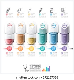 Healthcare And Medical Infographic With Pill Capsule Timeline Step Diagram Vector Design Template