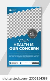 Healthcare and medical instagram story template design or healthcare social media banner template