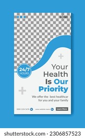 Healthcare and medical instagram story template design or healthcare medical instagram stories promotion template