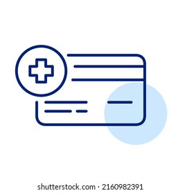 Healthcare medical insurance card. Pixel perfect, editable stroke line art icon