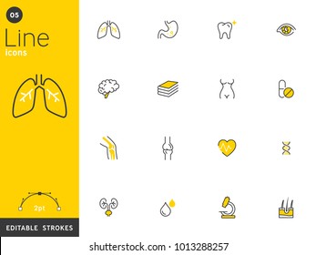 Healthcare And Medical Line Icons Collection, Editable Strokes. For Mobile Concepts And Web Apps. Vector Illustration, Clean Flat Design